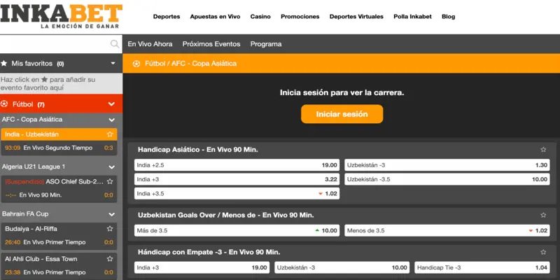 Inkabet apuestas en vivo
